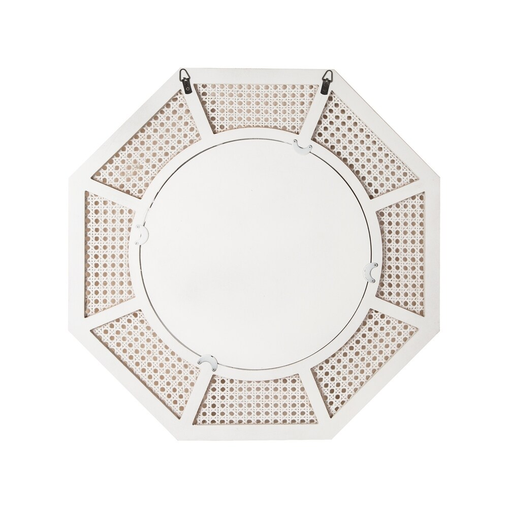 Large Rattan Mirror for Wall Decor Boho White Frame Wood /SF-WM188