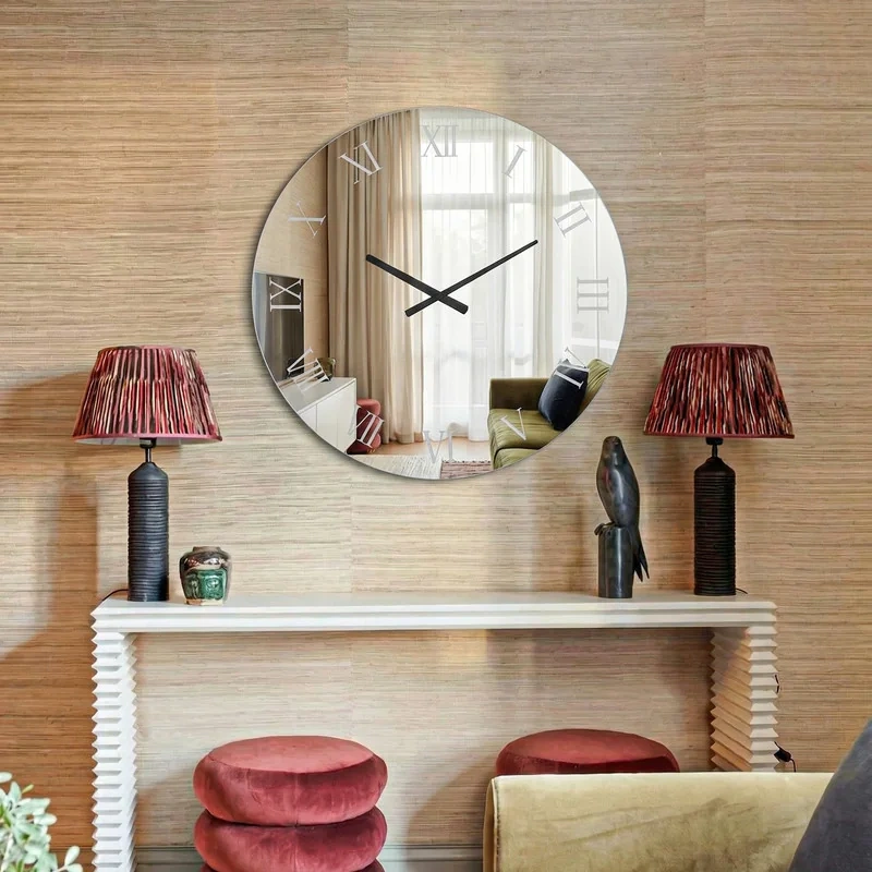 Round Mirrored Wall Clock With RGB Backlight