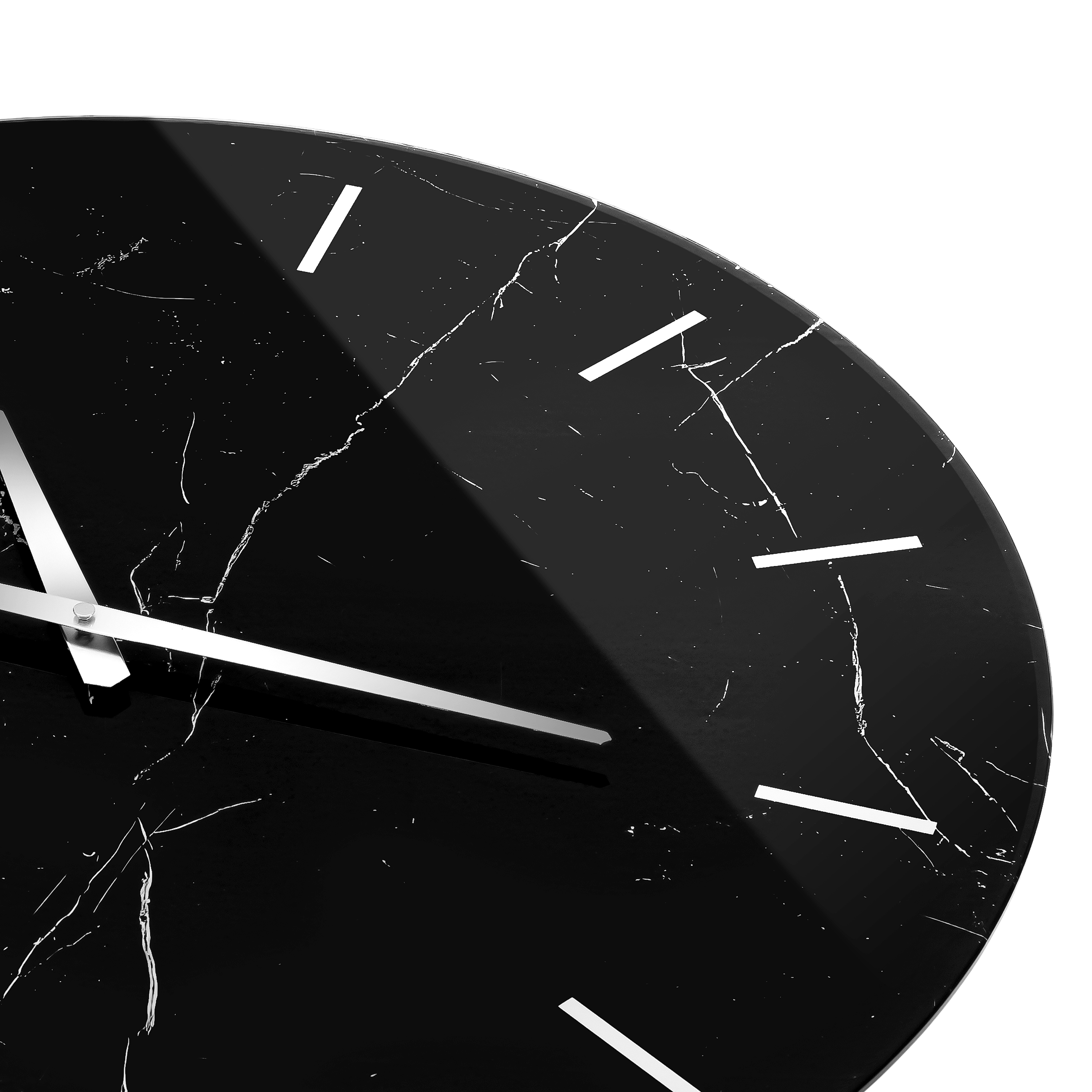 SHYFOY Black Decorative Wall Clock Glass Marble Patter, 23.6" Decorative Wall Clock, Modern Large Clock for Living Room