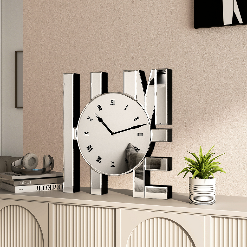 Decorative Wall Clock, Sliver Mirrored Wall Clock Modern Home Wall Decor Silent Clocks