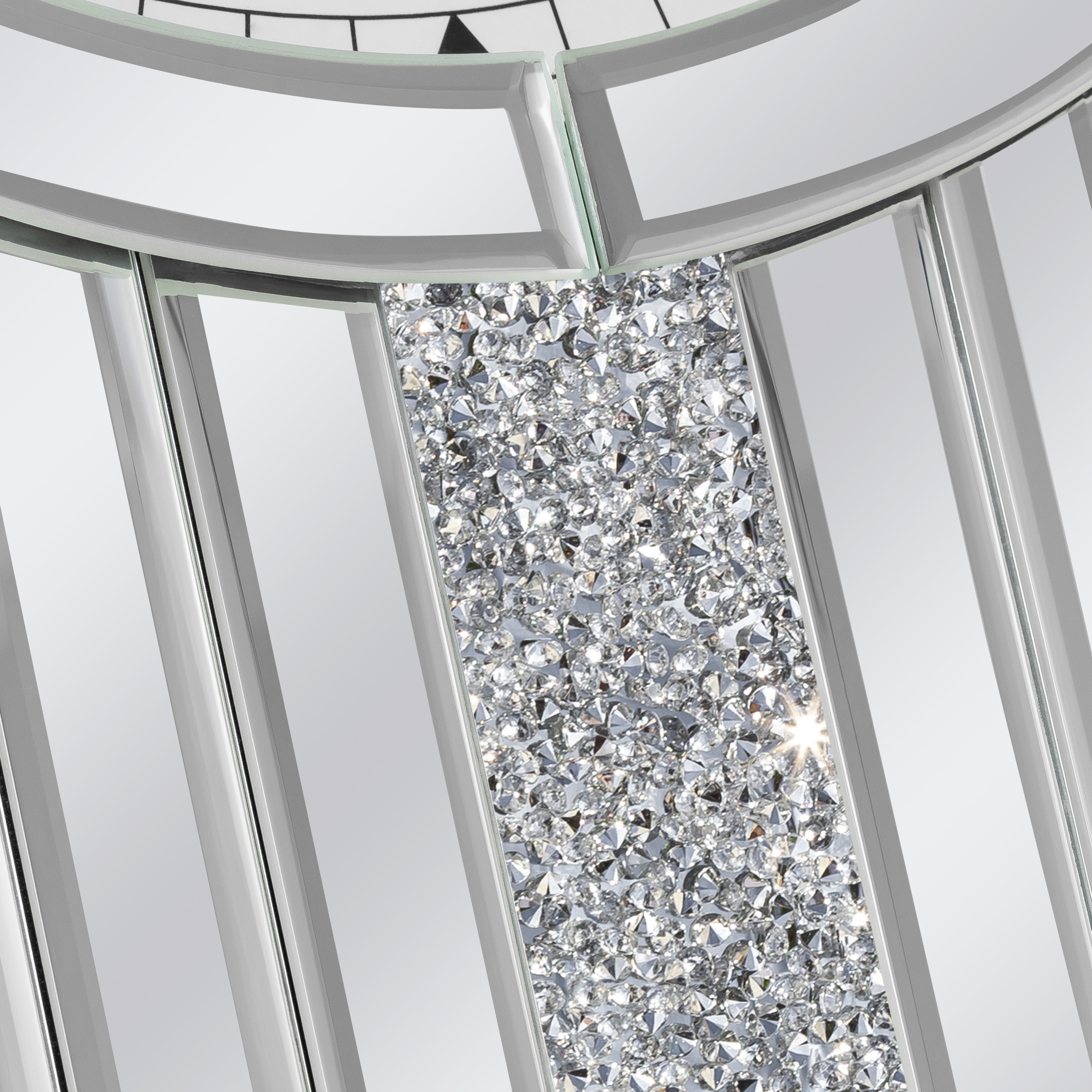 Silver Mirror Clock, 25.6x13.8 Crystal Sparkle Wall Clock with Crushed Diamond Modern and Silent Large Wall Clock