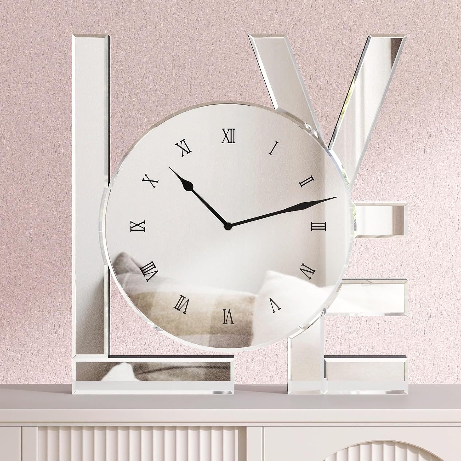 Decorative Wall Clock, Sliver Mirrored Wall Clock Modern Home Wall Decor Silent Clocks