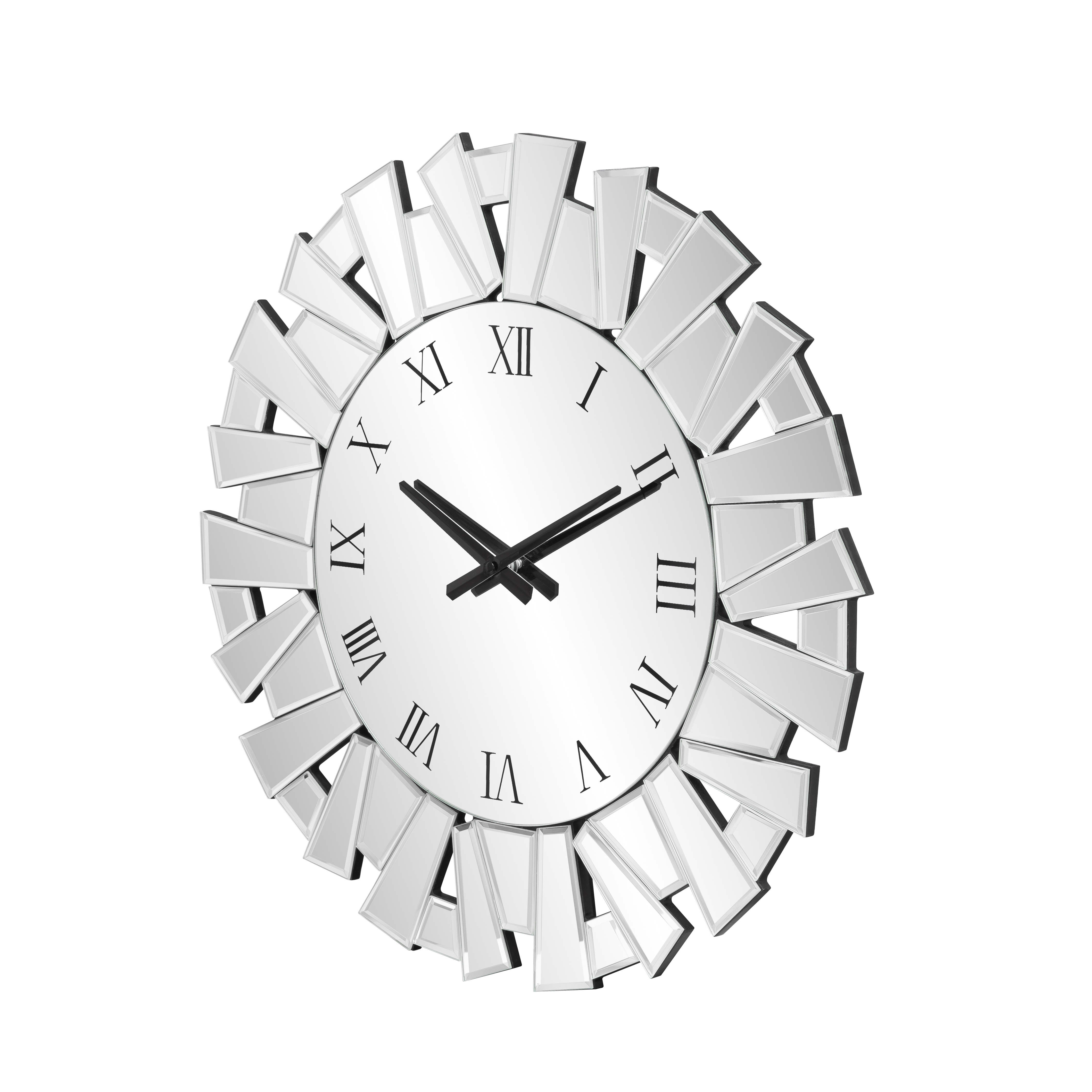 23.62" Large Modern Mirror Clock with Roman Numerals, Luxury Art Wall Decor