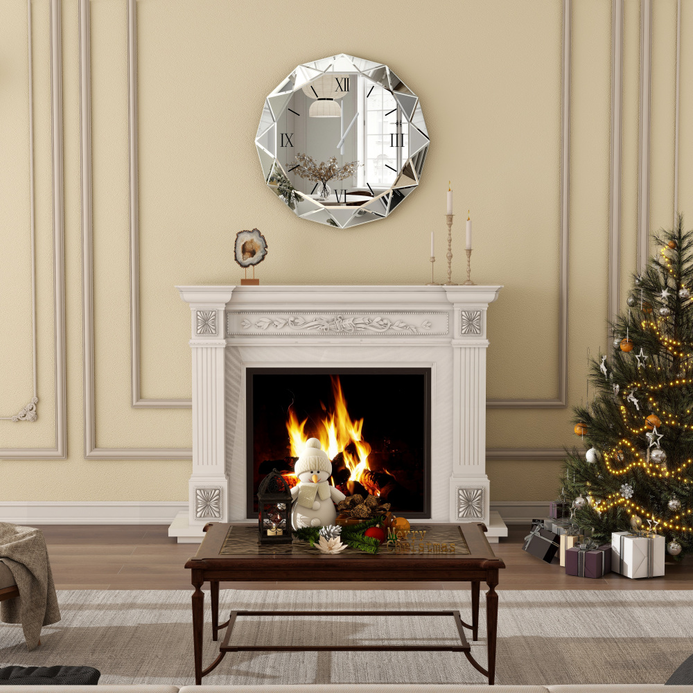Decorative Wall Clock, 24 inch Mirrored Large Clock for Wall Decorative