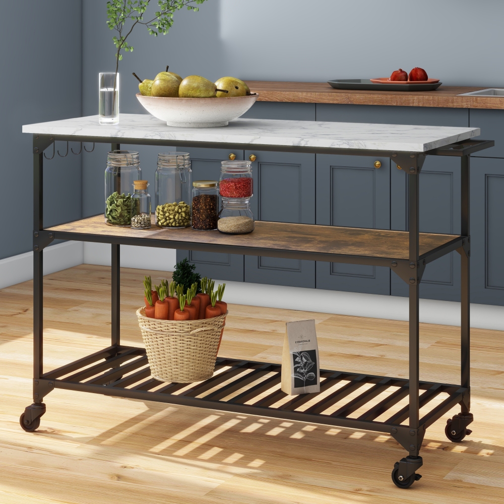 Shyfoy Contemporary Kitchen Island Bar Cart with Wheels