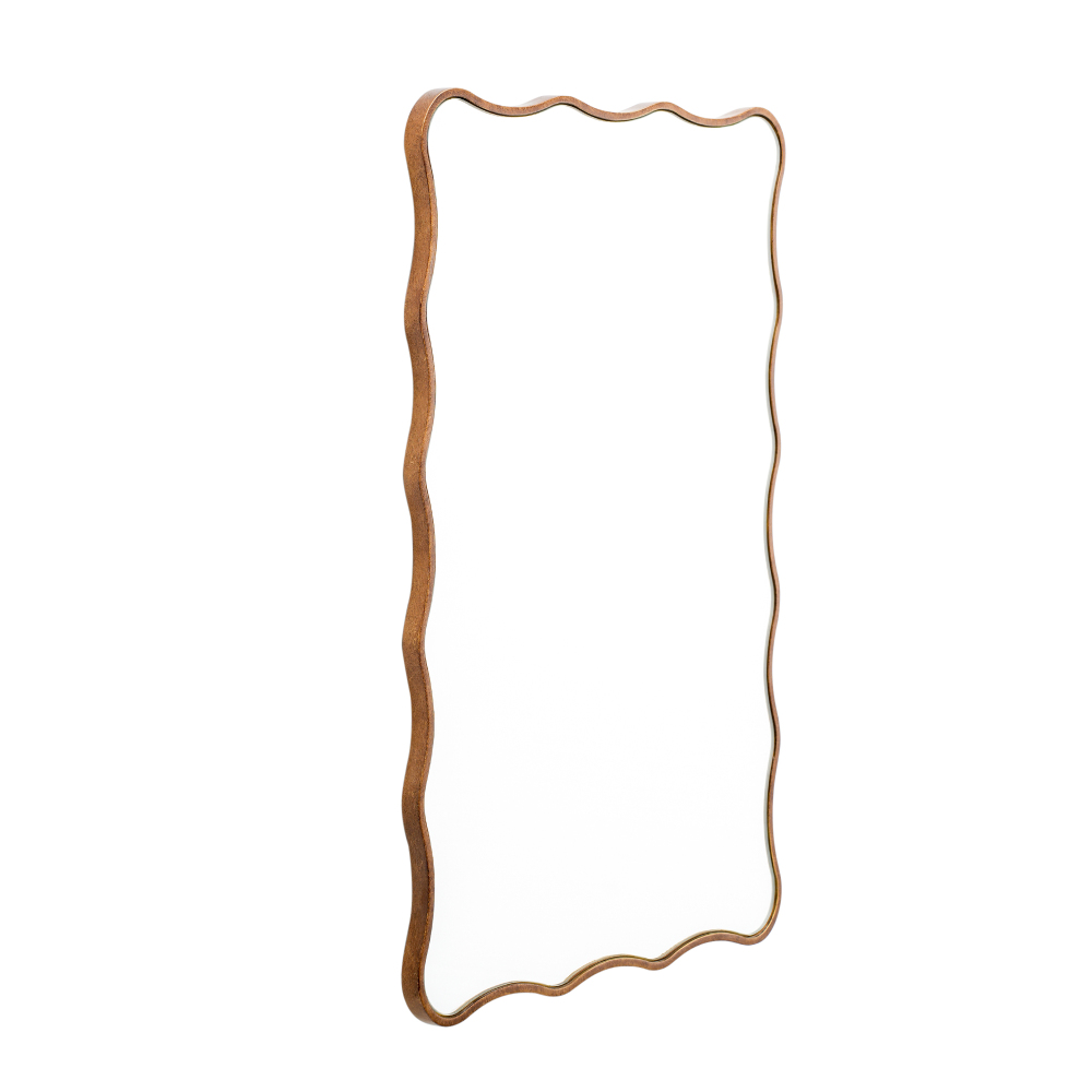 Antique Mirror Gold Wavy Mirrors 20x30” Irregular Mirrors Asymmetrical Ripple Wall Mirrors Abstract