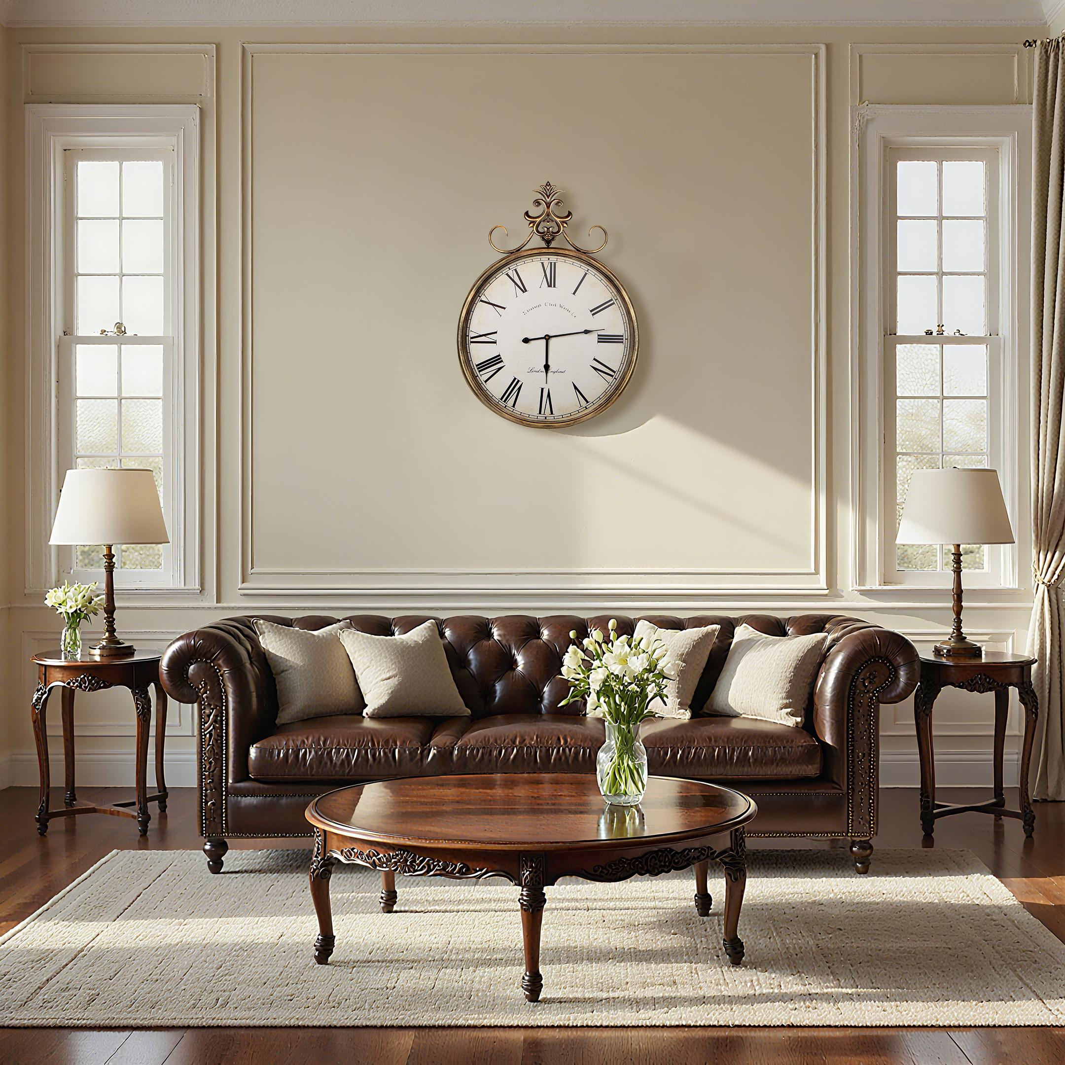 Gold Wall Clock 31" x 23.5", Large Clock Wall Decor, Vintage WallClock for Living Room
