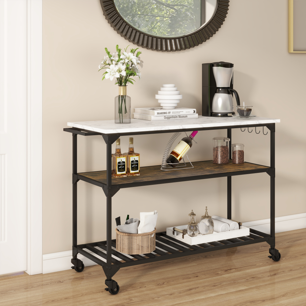 Shyfoy Contemporary Kitchen Island Bar Cart with Wheels