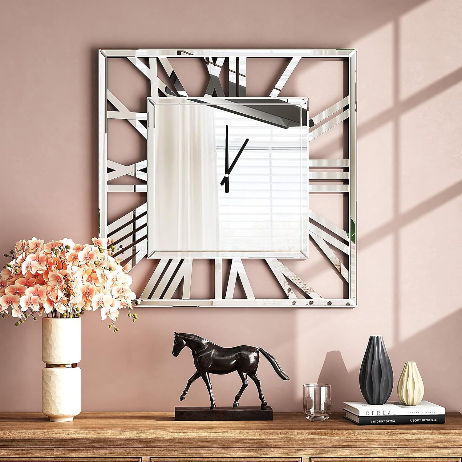Large Wall Clocks Modern Mirrored Clock