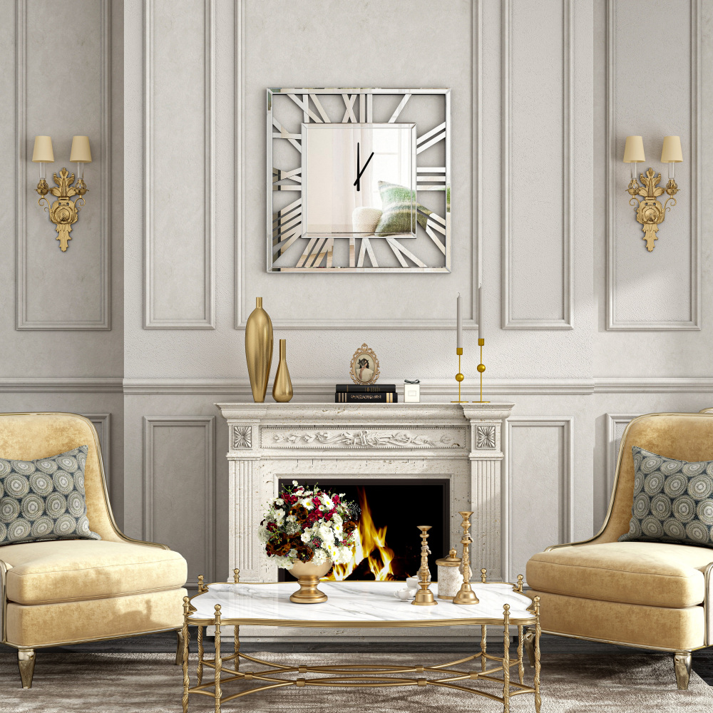 Large Wall Clocks Modern Mirrored Clock