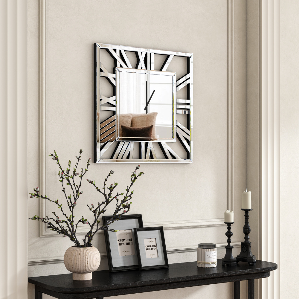 Large Wall Clocks Modern Mirrored Clock