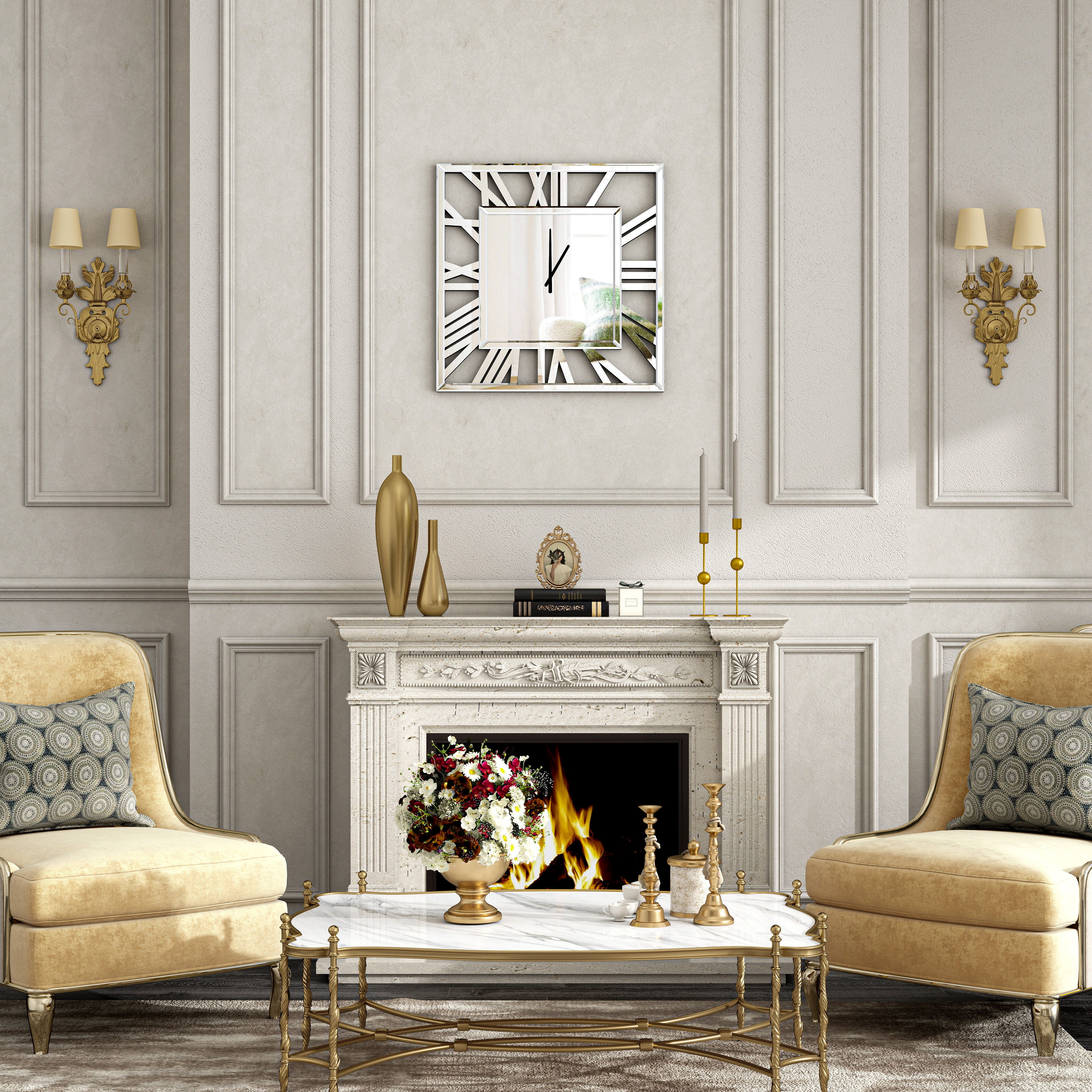Large Wall Clocks Modern Mirrored Clock