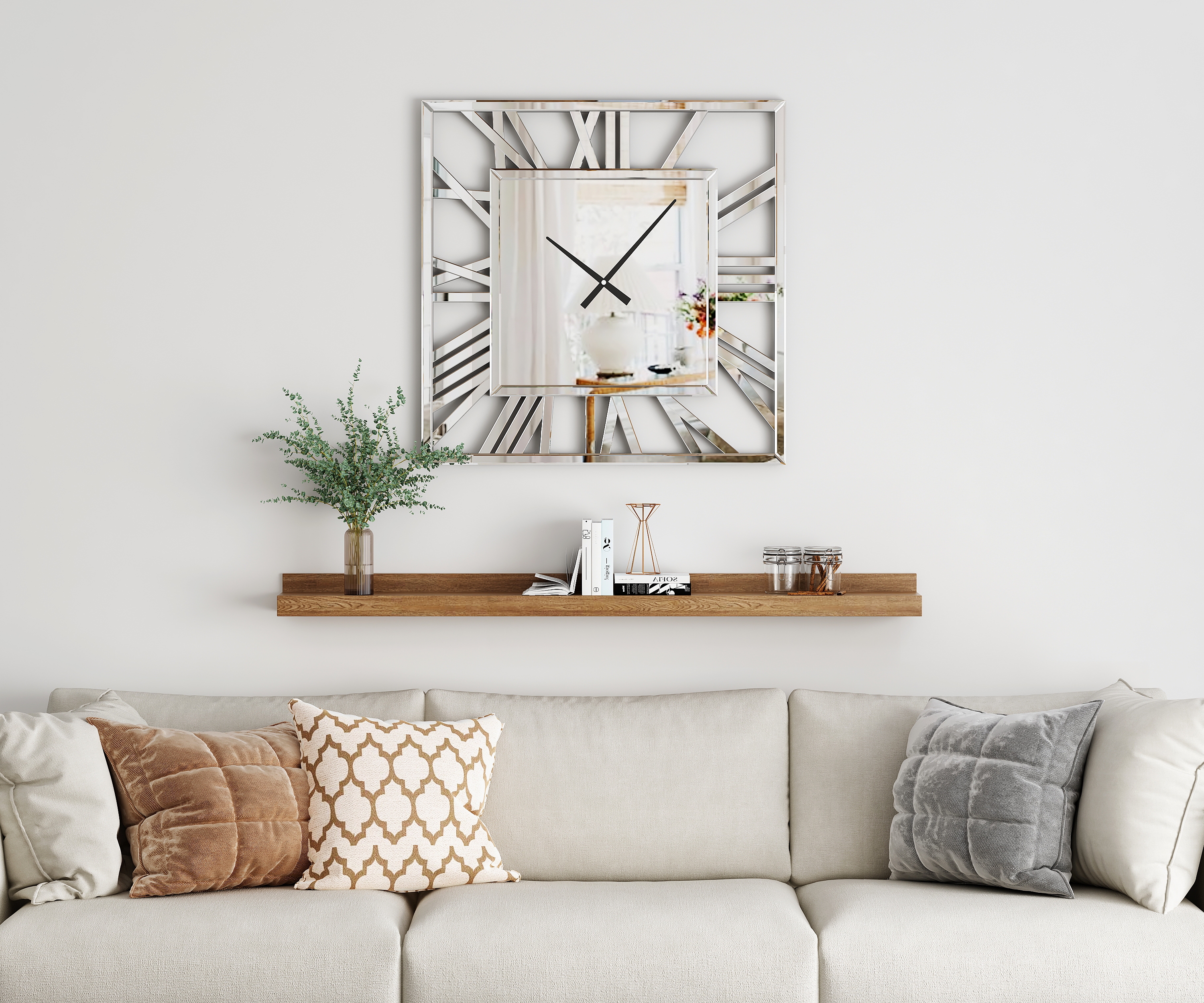 Large Wall Clocks Modern Mirrored Clock