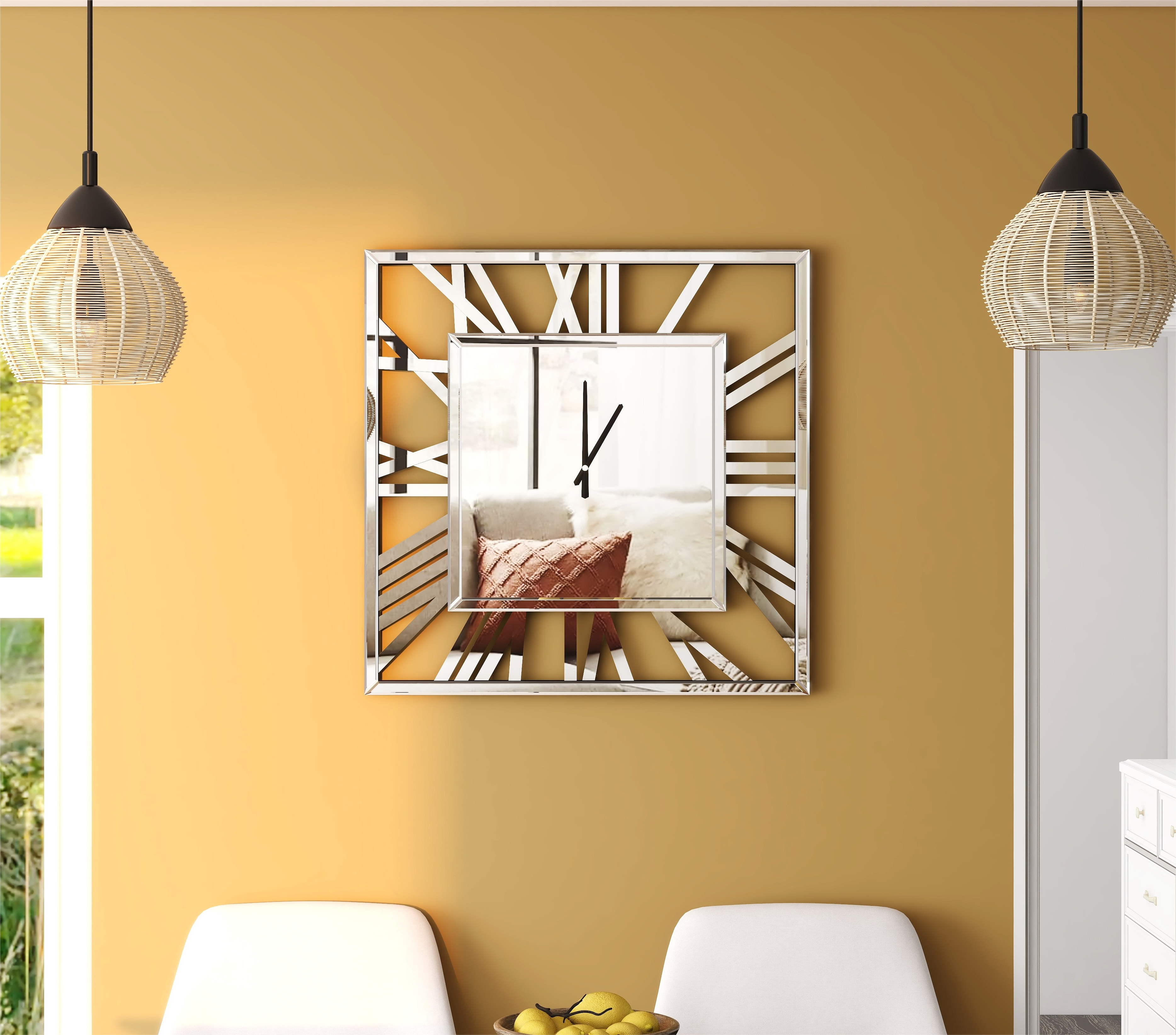 Large Wall Clocks Modern Mirrored Clock