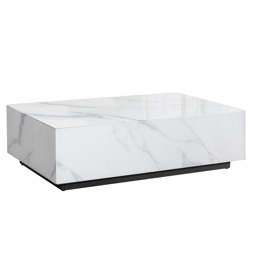 Black Faux Marble Solid Block Rectangular Coffee Table