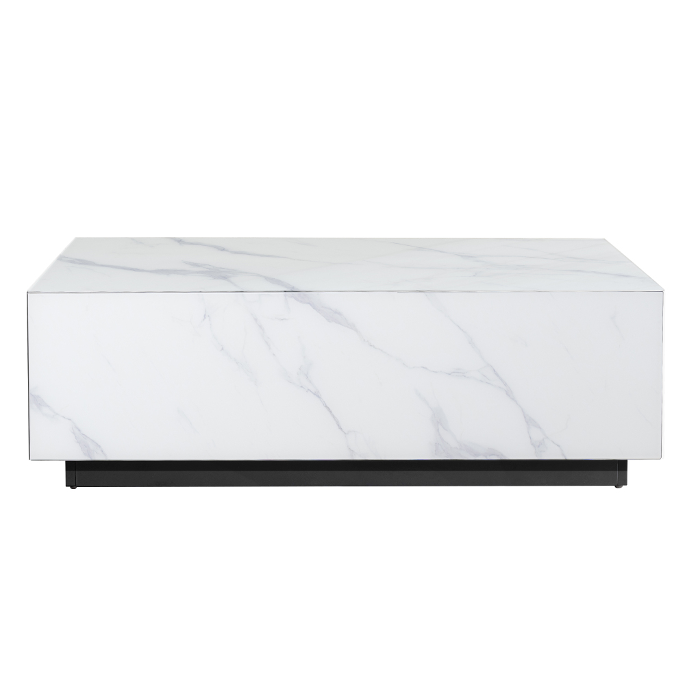 Black Faux Marble Solid Block Rectangular Coffee Table