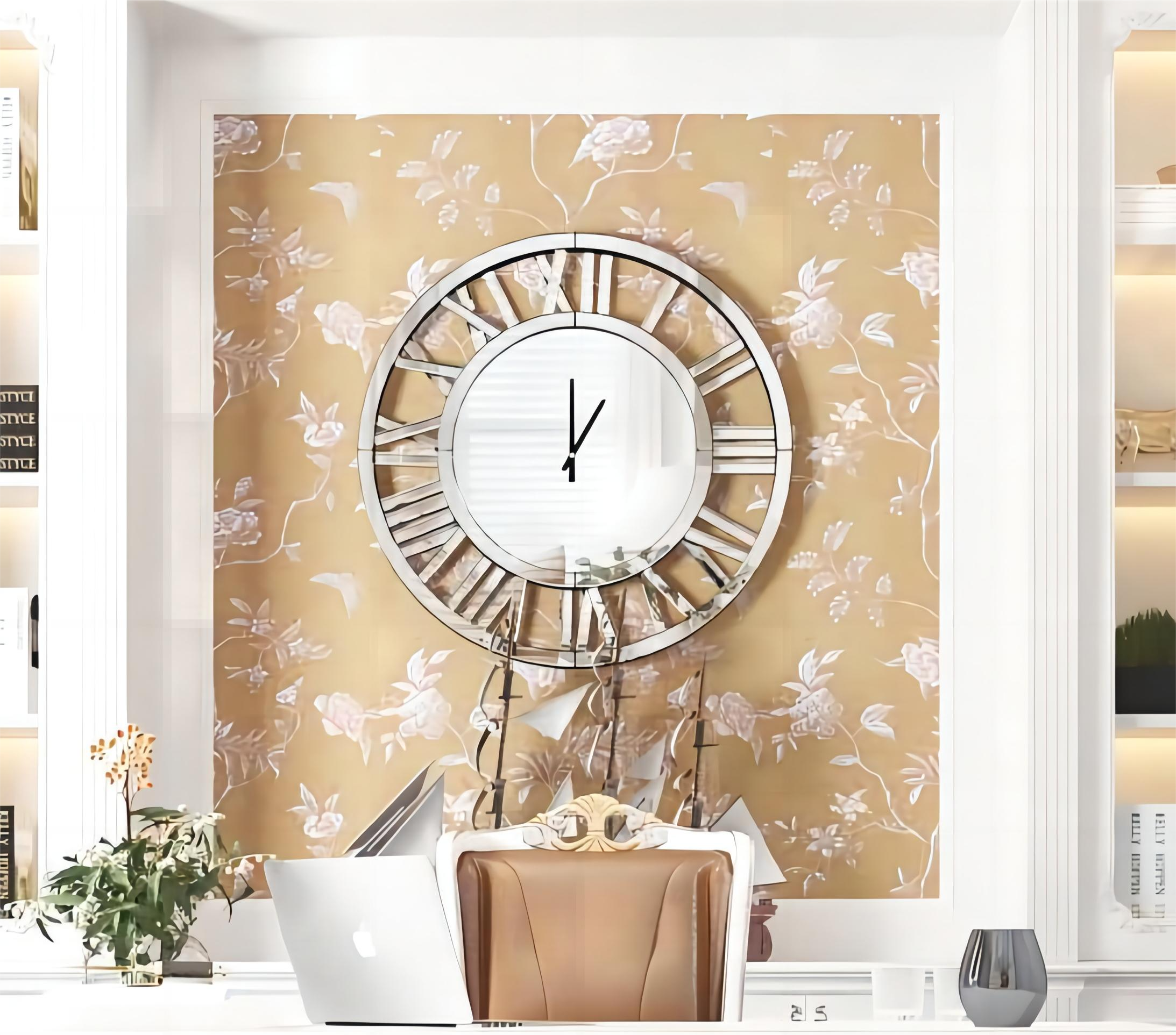 SHYFOY 24 inch Decorative Wall Clocks for Living Room Decor Modern Mirrored Big Clock