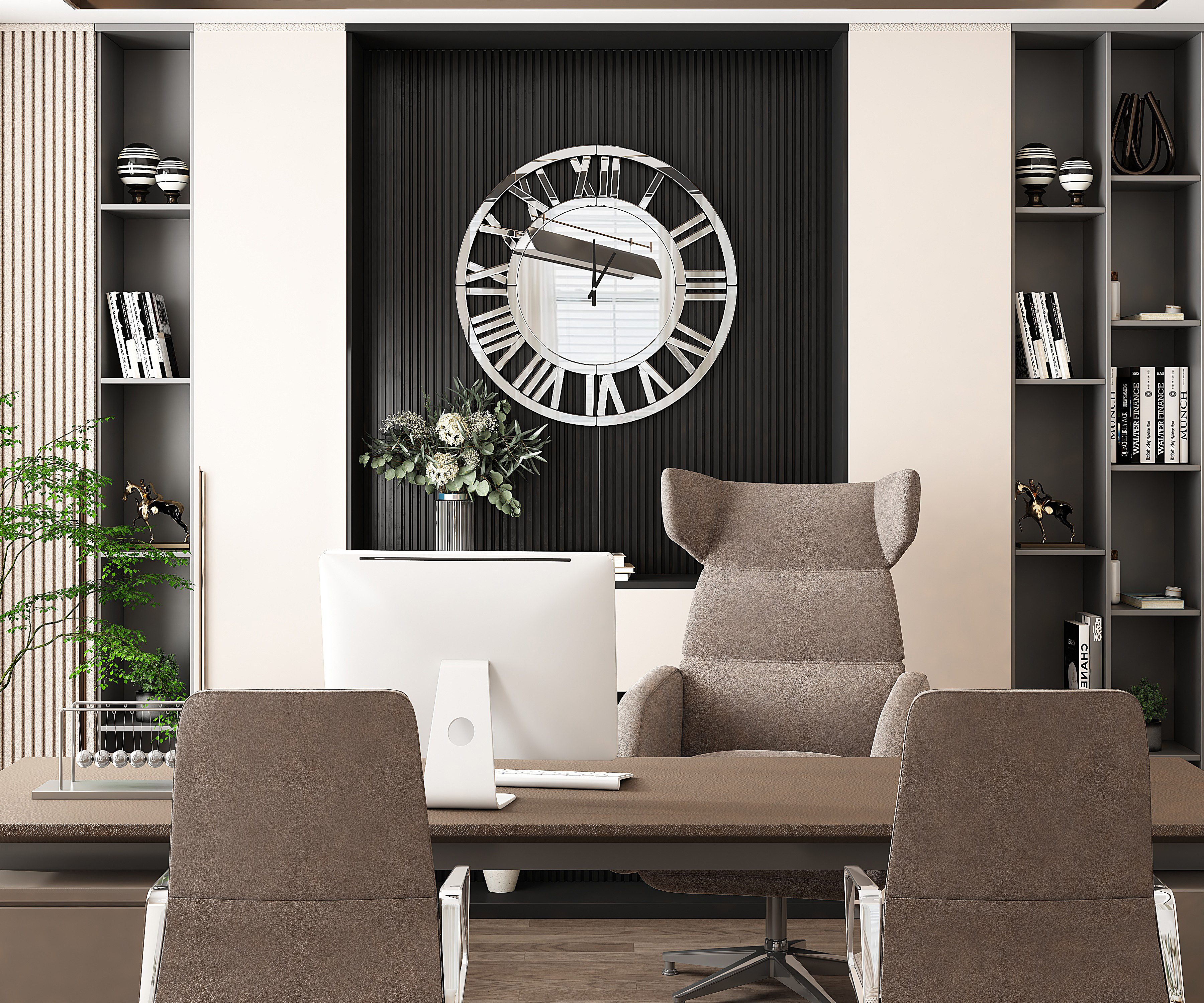 SHYFOY 24 inch Decorative Wall Clocks for Living Room Decor Modern Mirrored Big Clock