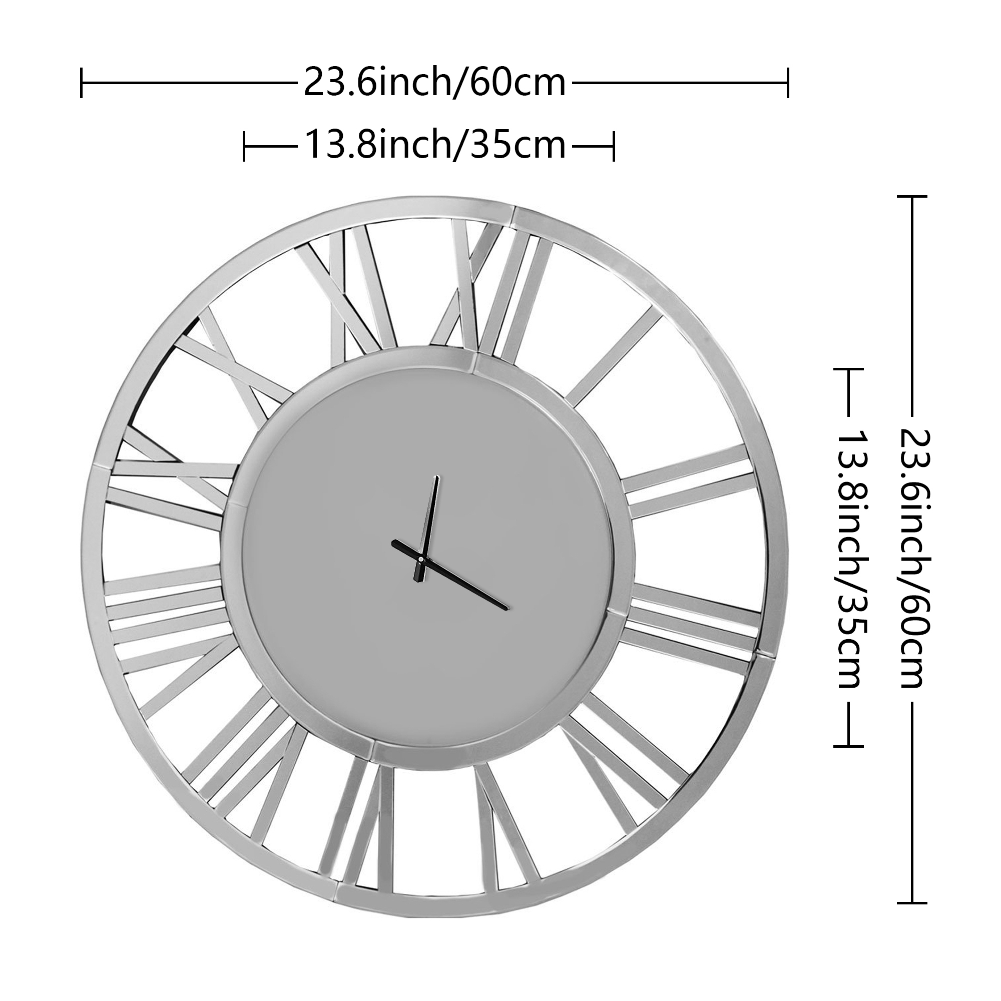 SHYFOY 24 inch Decorative Wall Clocks for Living Room Decor Modern Mirrored Big Clock