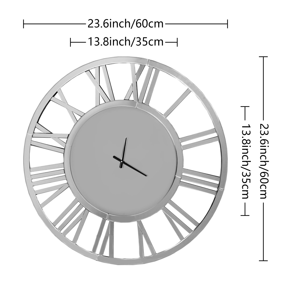SHYFOY 24 inch Decorative Wall Clocks for Living Room Decor Modern Mirrored Big Clock