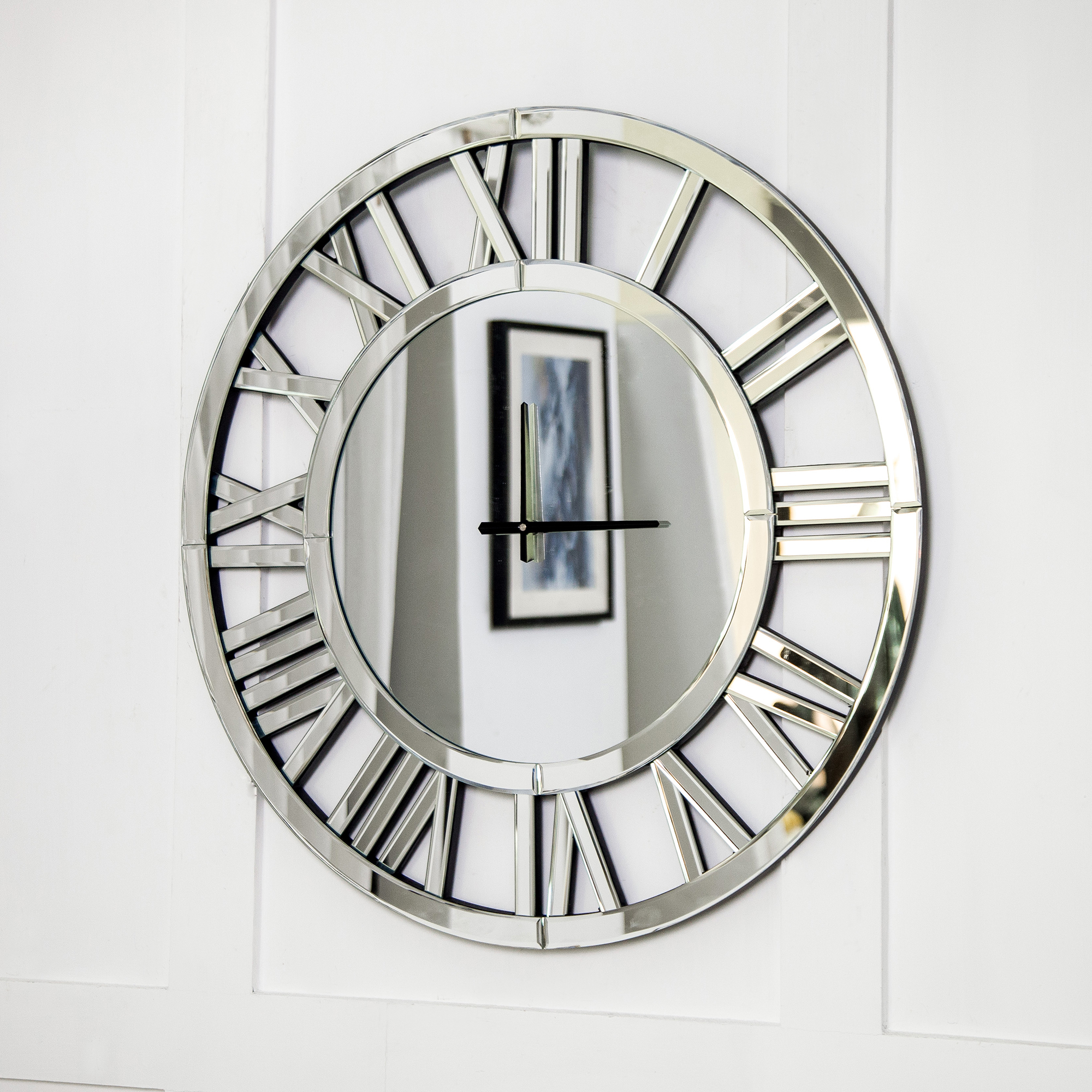 SHYFOY 24 inch Decorative Wall Clocks for Living Room Decor Modern Mirrored Big Clock