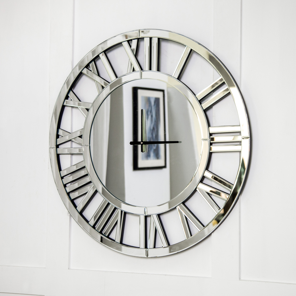 SHYFOY 24 inch Decorative Wall Clocks for Living Room Decor Modern Mirrored Big Clock