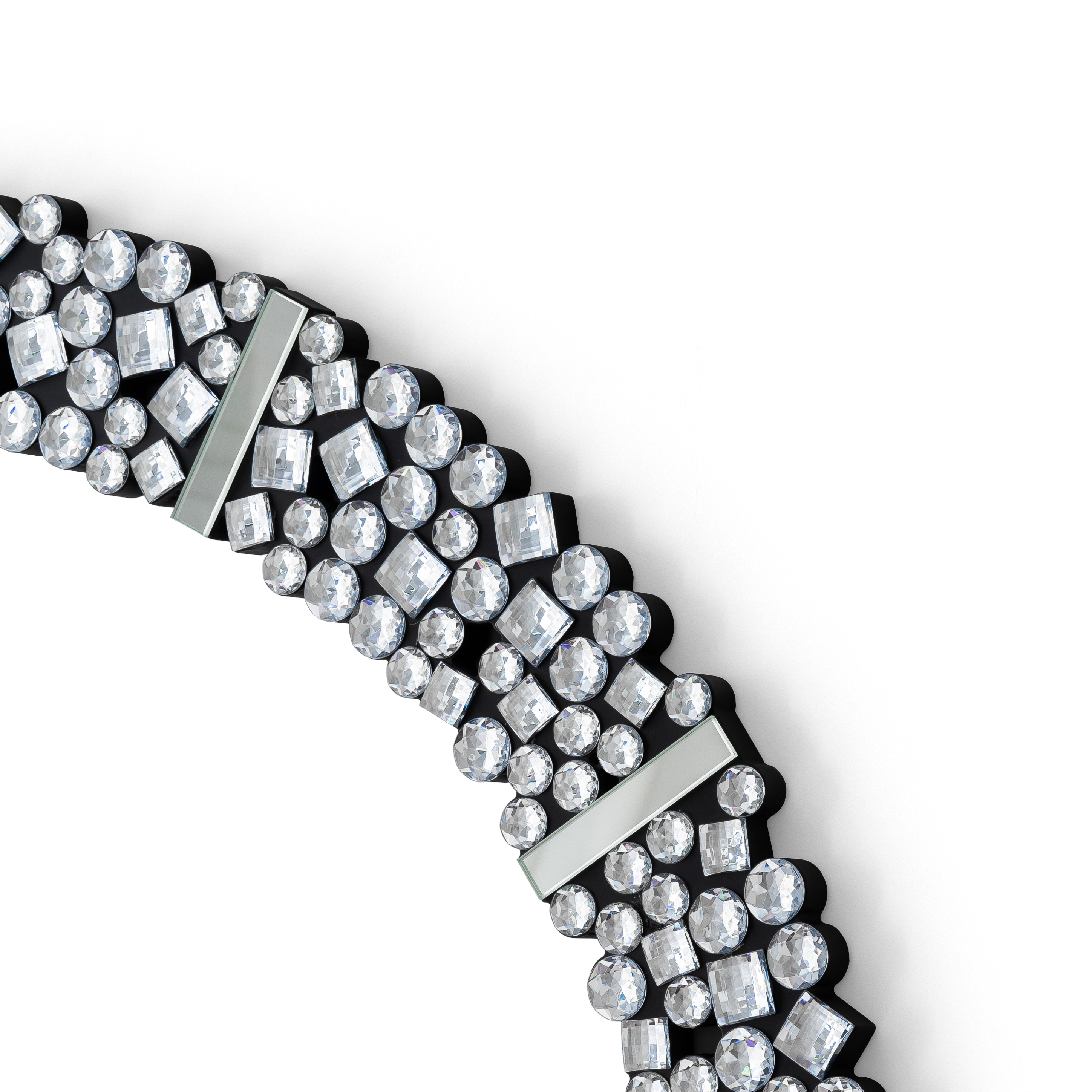 Foldable-Frame Round Wall Clock Adorned with Crystals