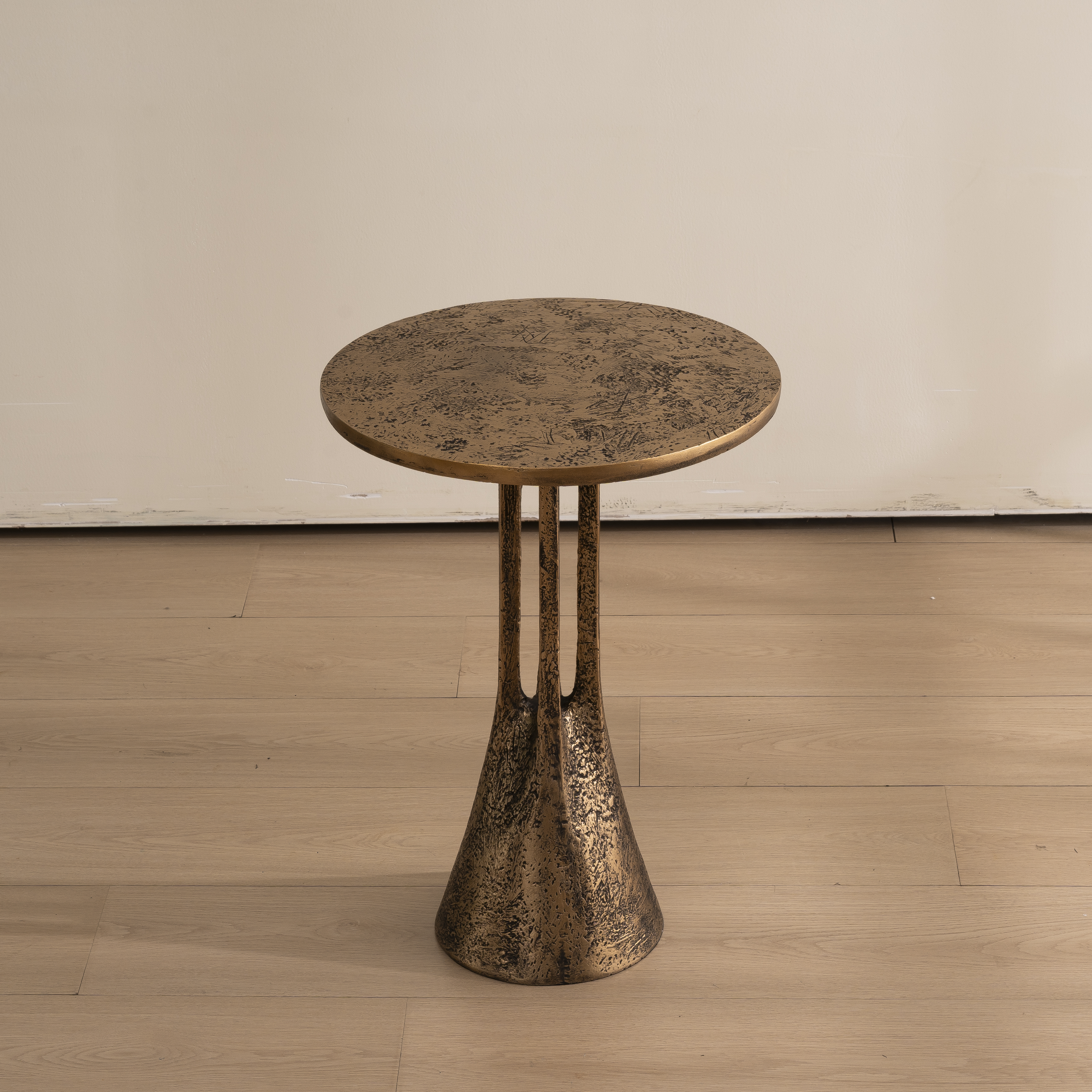 Antique Brass Round End Table - Antique Brass