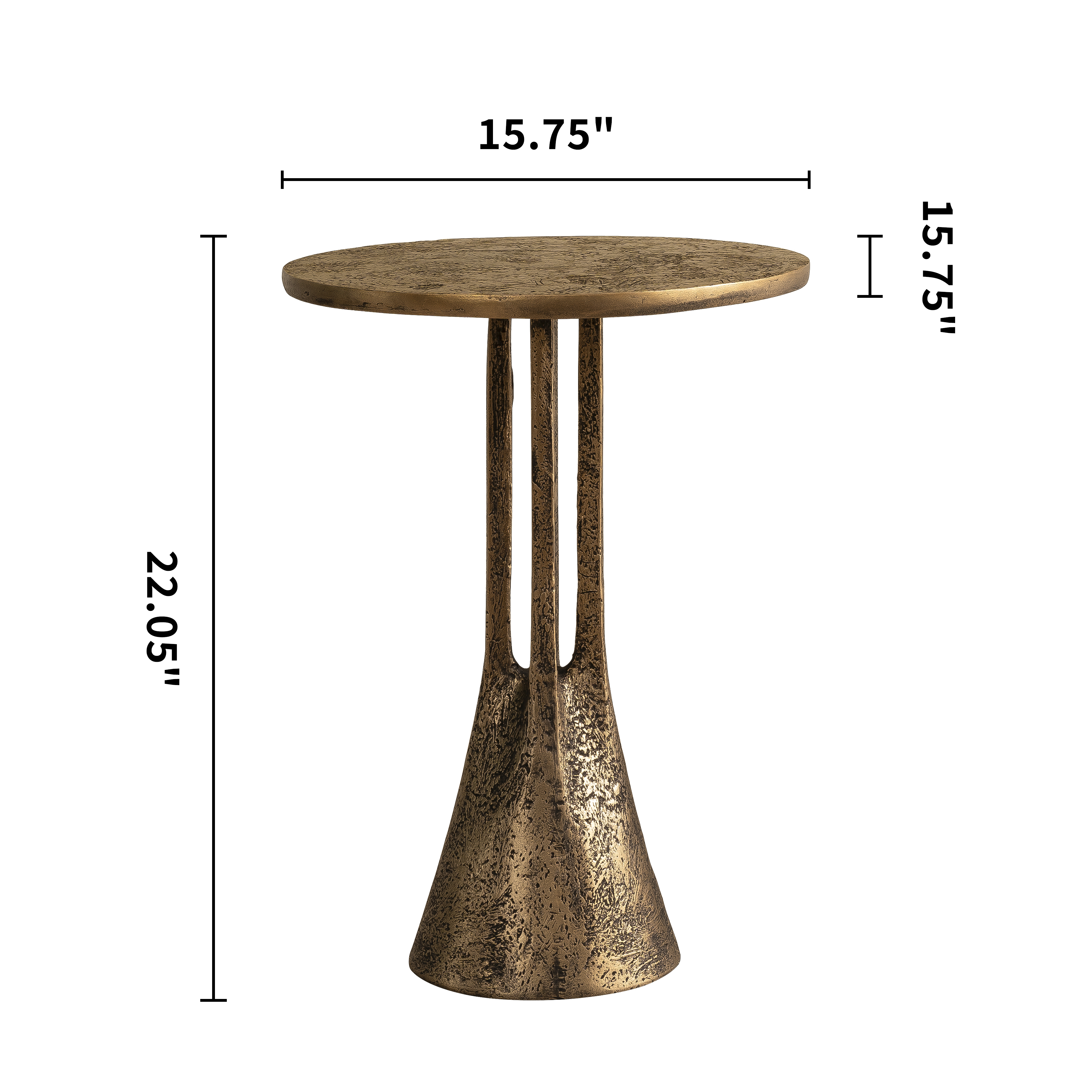 Antique Brass Round End Table - Antique Brass