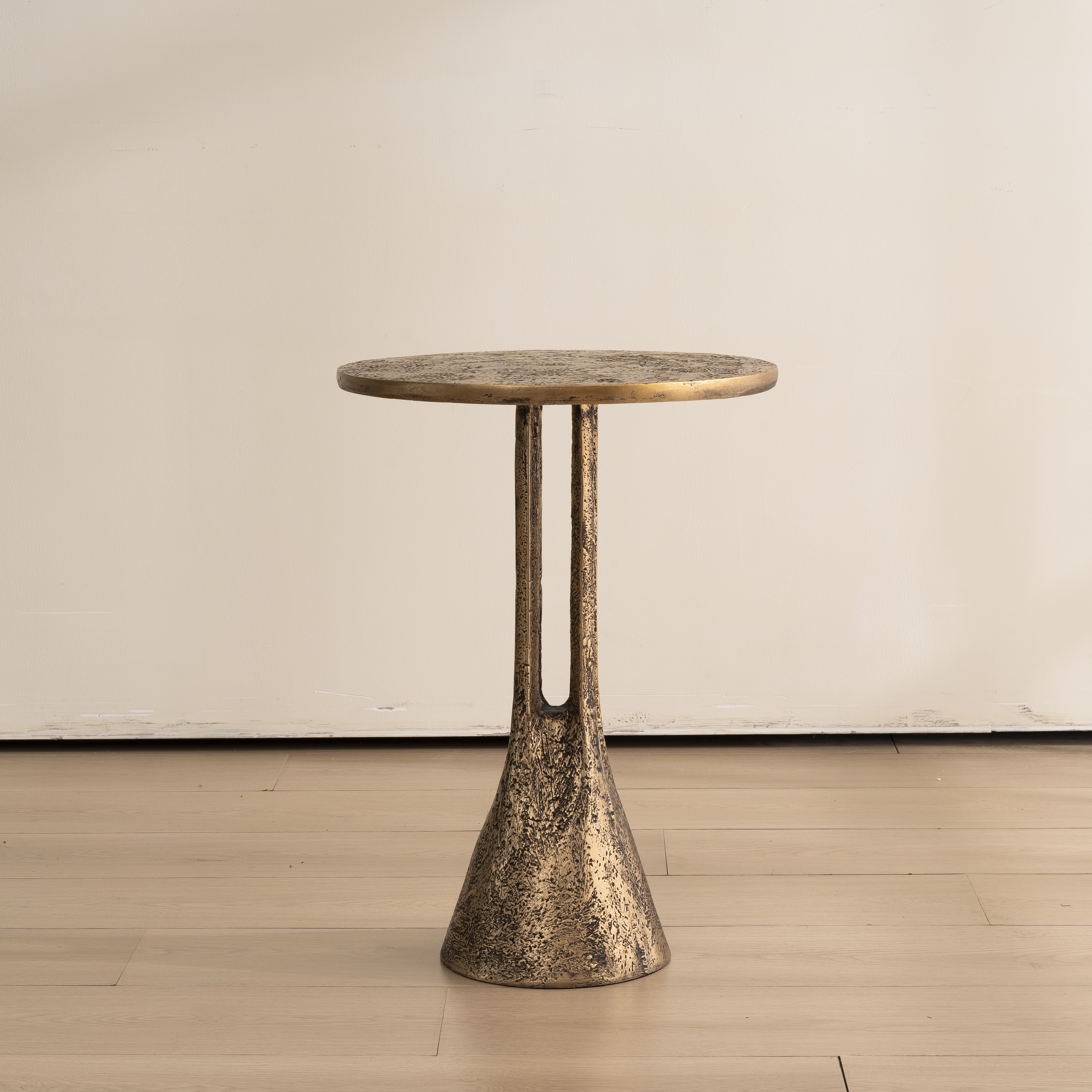Antique Brass Round End Table - Antique Brass