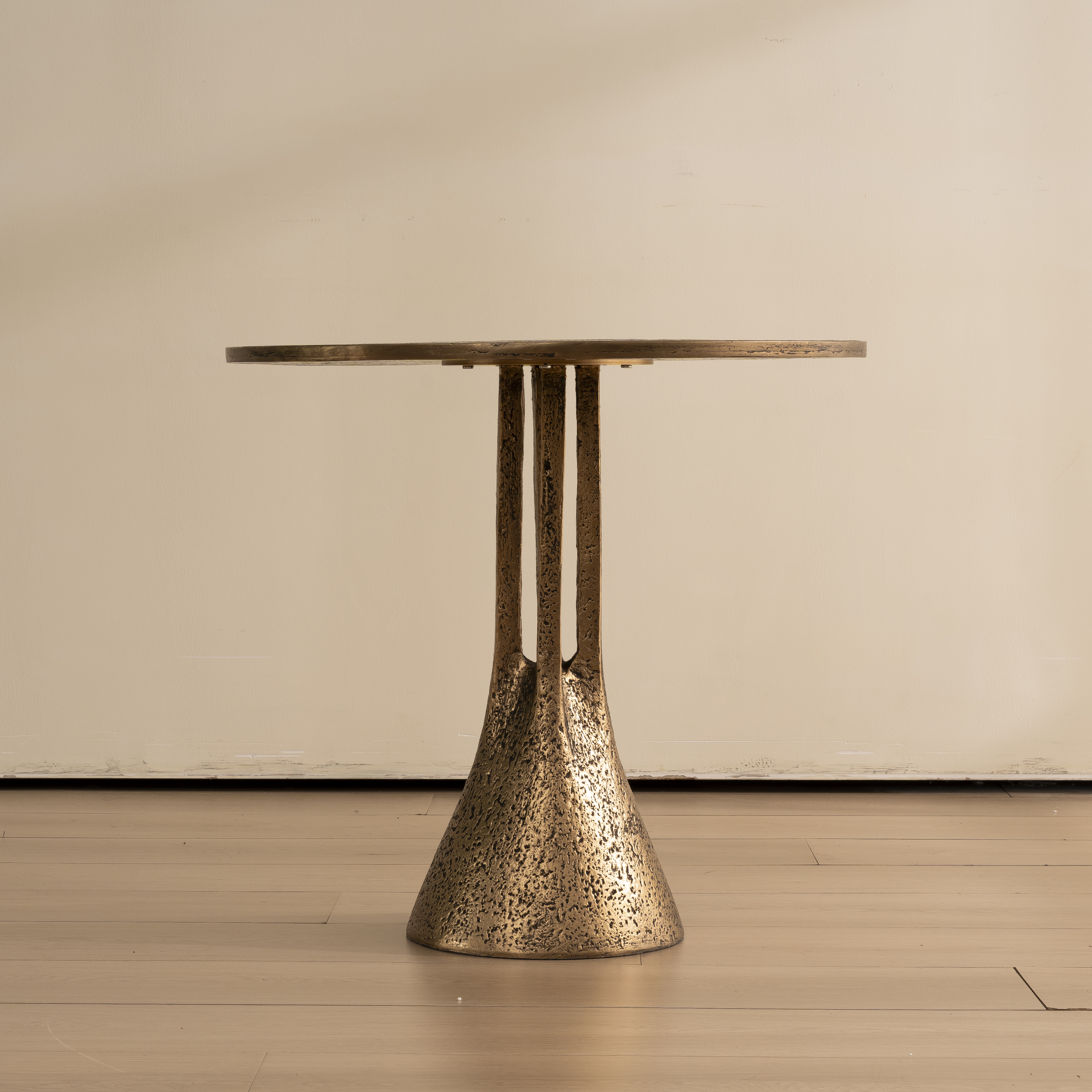 Antique Brass Round End Table - Antique Brass