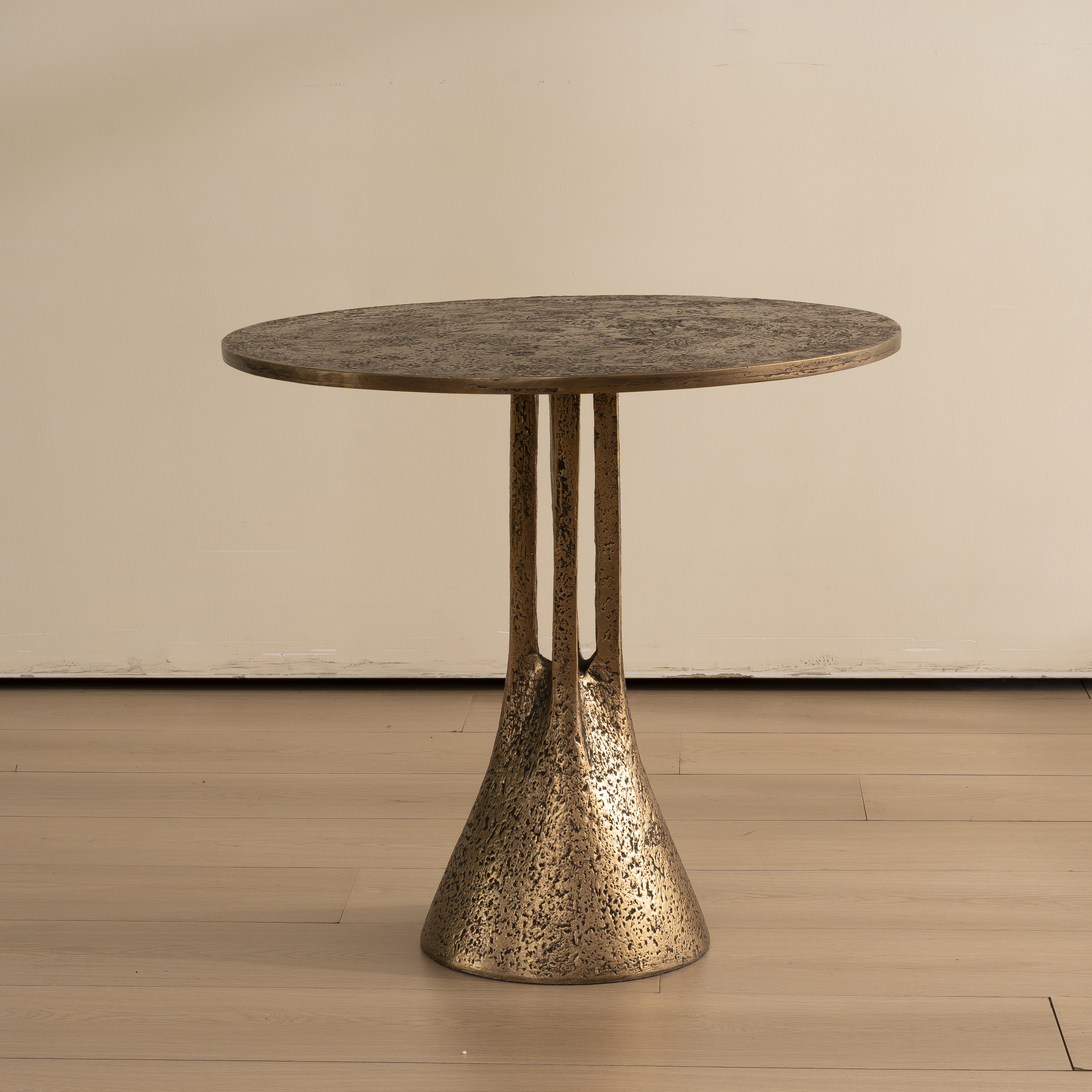 Antique Brass Round End Table - Antique Brass