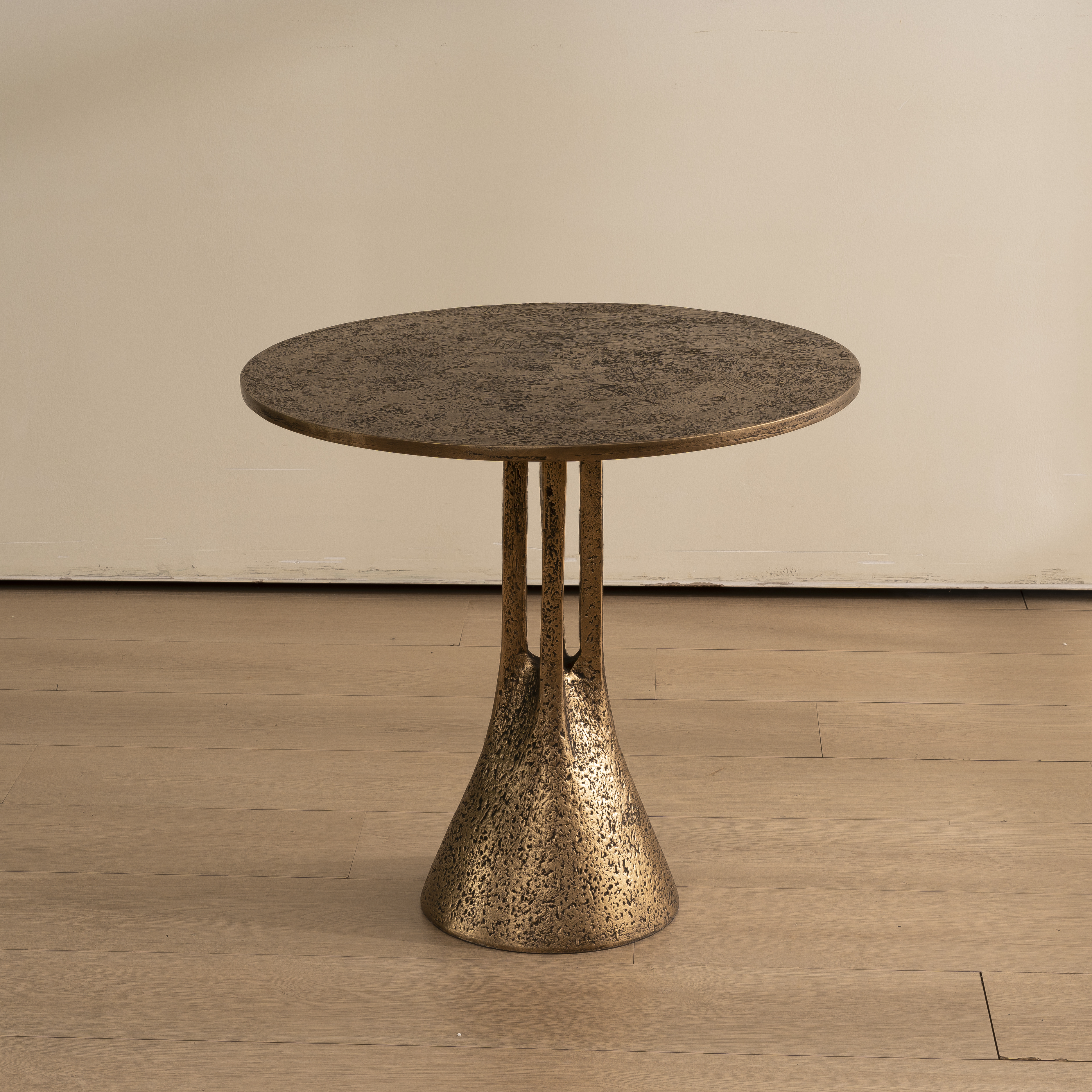Antique Brass Round End Table - Antique Brass