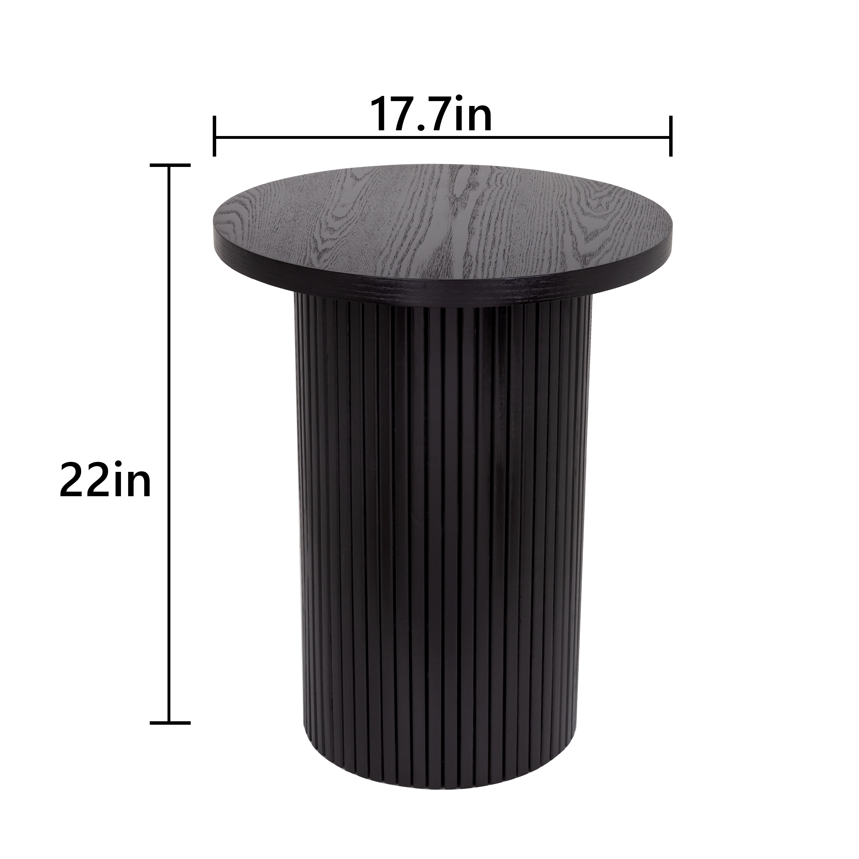 Side Tables Living Room, Modern Drum End Table, 18 inch Wide Black Accent Table