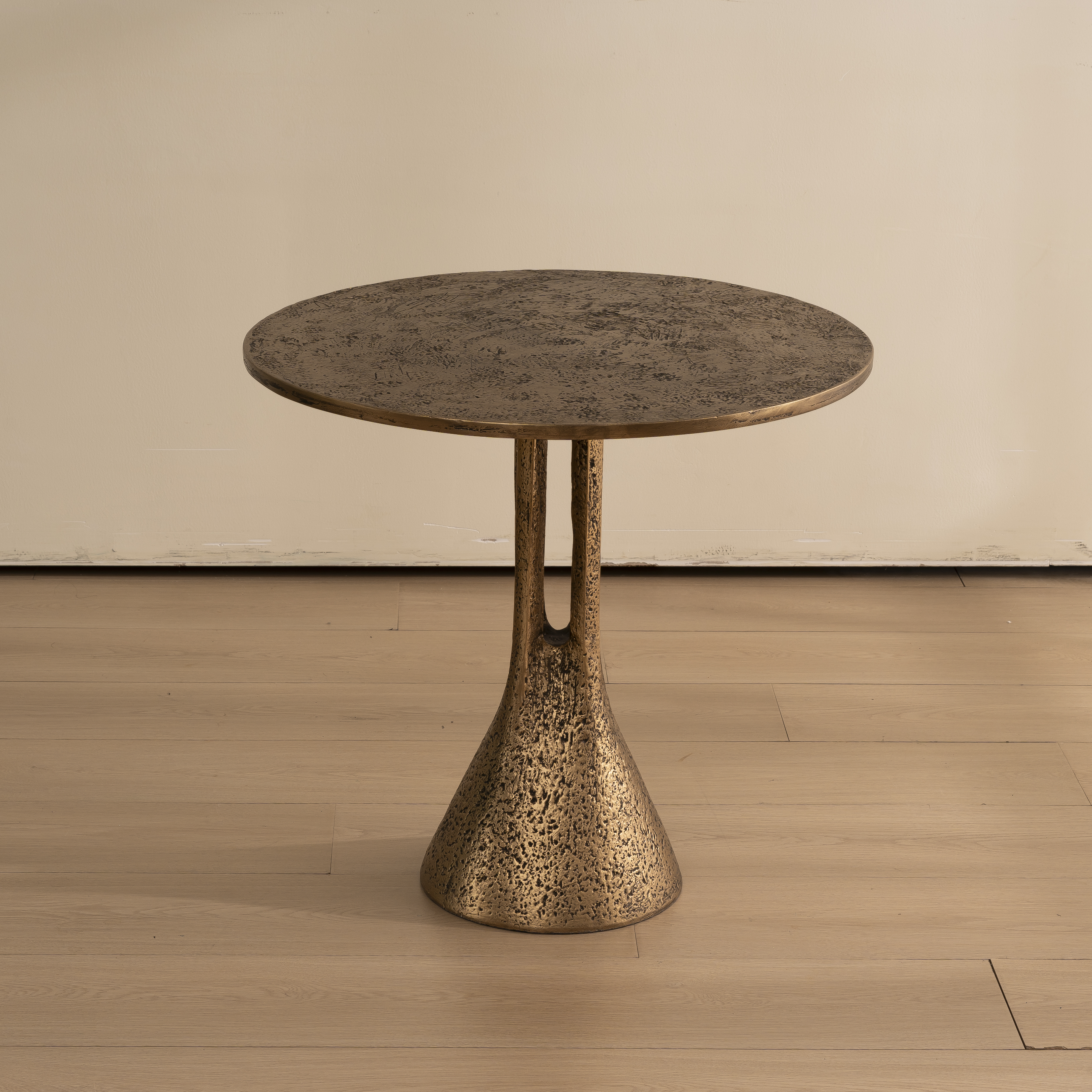 Antique Brass Round End Table - Antique Brass