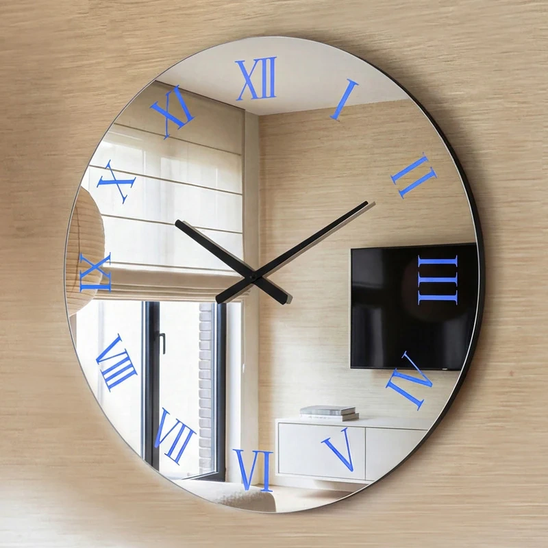 Round Mirrored Wall Clock With RGB Backlight