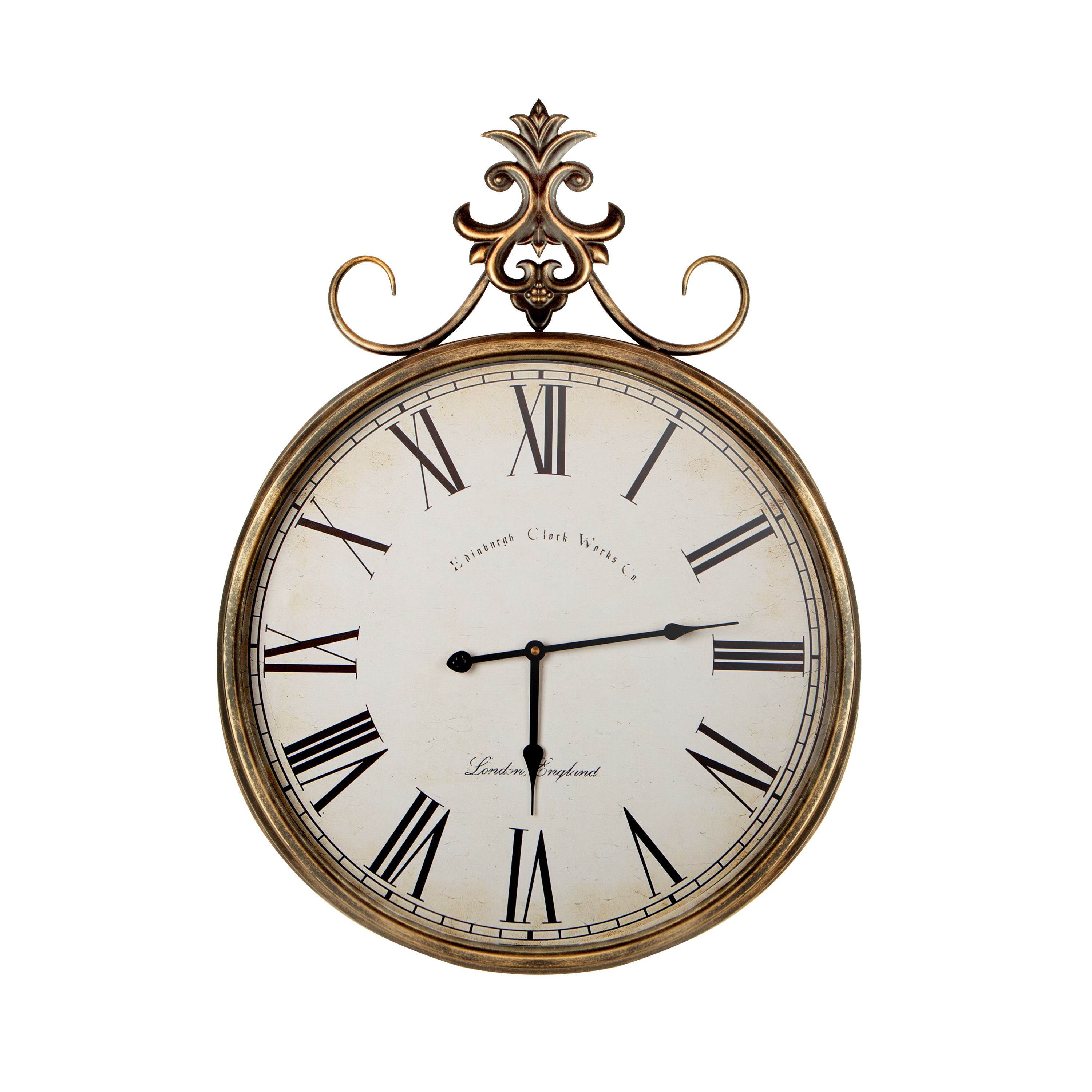 Gold Wall Clock 31" x 23.5", Large Clock Wall Decor, Vintage WallClock for Living Room