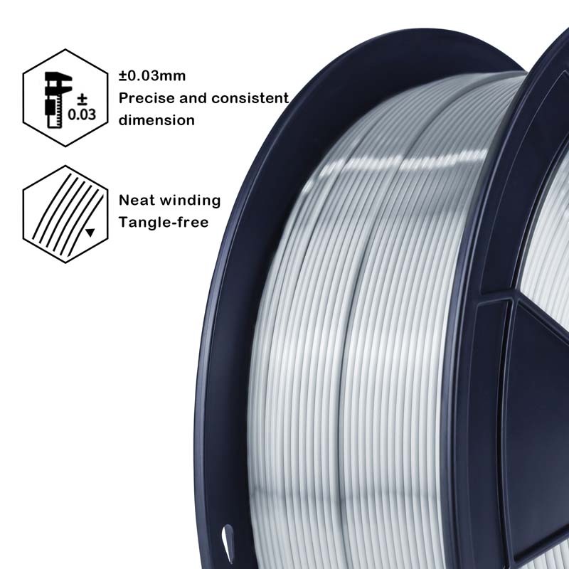 Silky PLA Filament - Silver, 1kg, 1.75mm