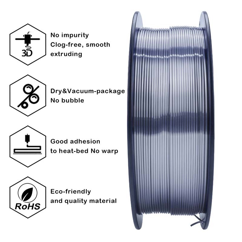 Silky PLA Filament - Silver, 1kg, 1.75mm