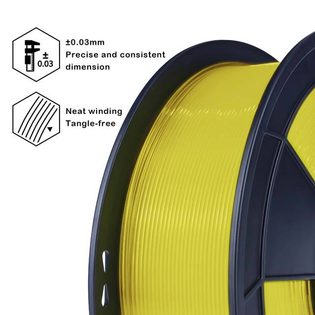 ZIRO PLA PRO Filament - Translucent colors, Translucent yellow, 1kg, 1.75mm