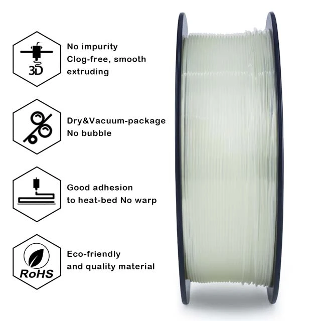 ZIRO PLA PRO Filament - Translucent colors, Transparent / Clear, 1kg, 1.75mm