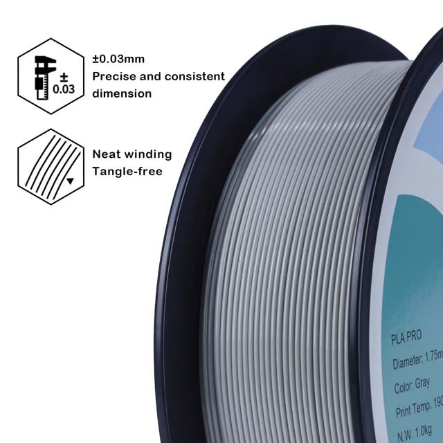 ZIRO PLA PRO Filament - Basic color, Dark gray, 1kg, 1.75mm