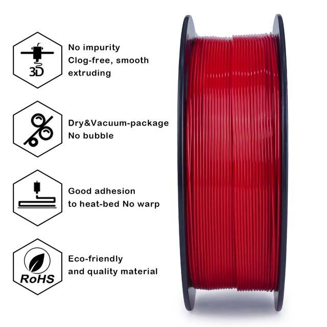 ZIRO PLA PRO Filament - Basic color, Red, 1kg, 1.75mm