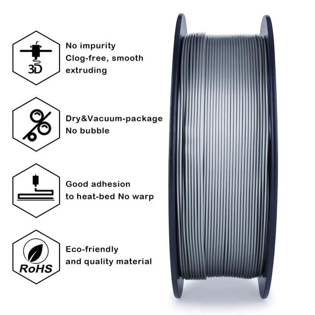 ZIRO PLA PRO Filament - Metal color, Silver, 1kg, 1.75mm