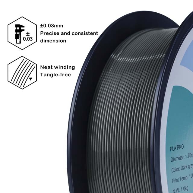 ZIRO PLA PRO Filament - Basic color, Dark gray, 1kg, 1.75mm