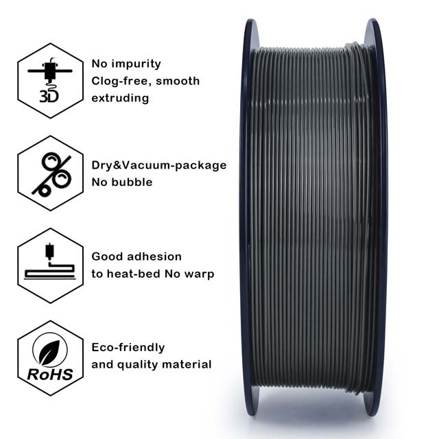 ZIRO PLA PRO Filament - Basic color, Dark gray, 1kg, 1.75mm