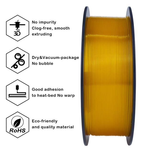 ZIRO PLA PRO Filament - Translucent colors, Transparent / Clear, 1kg, 1.75mm