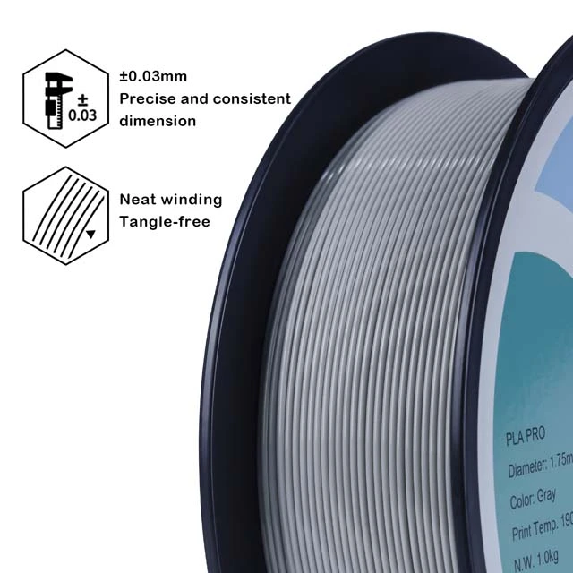 ZIRO PLA PRO Filament - Basic color, Gray, 1kg, 1.75mm