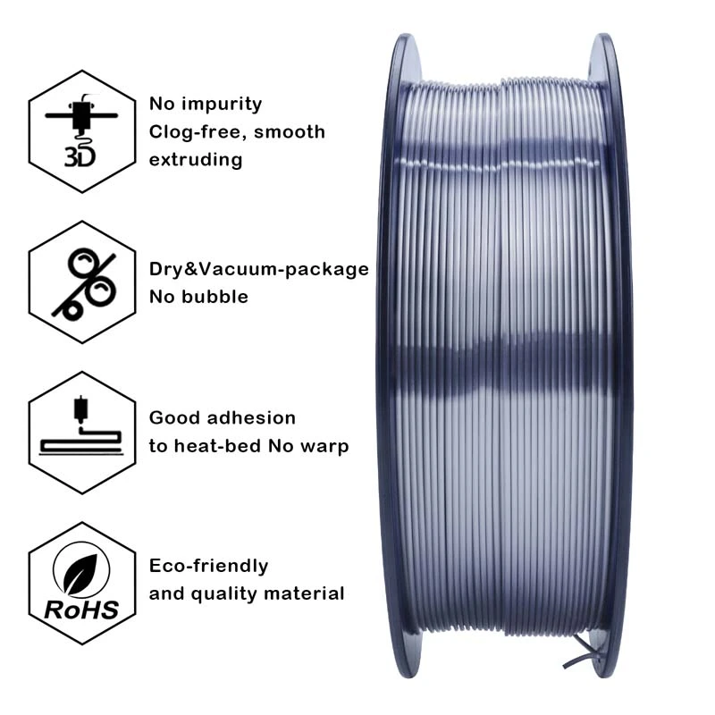 Silky PLA Filament - Silver black, 1kg, 1.75mm