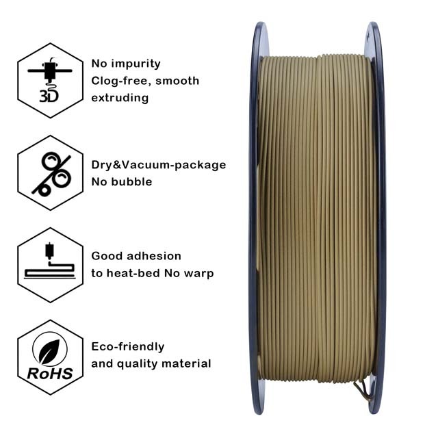 ZIRO Matte PLA Filament - Wood, 1kg, 1.75mm